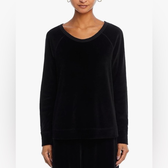 SOLD! WILT Black Velour Set - L/S Raglan Tunic Sweatshirt Wide Leg Pull On Pant - Picture 14 of 14